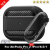 For Apple Airpods Pro 2 3 2 1 Case Rugged Armor Protective Cover Anti Drop Shock Carbon Fiber Earphone Protection Funda Man TPU