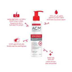 acm sebionex cleansing gel 200ml – gentle purifying face wash for oily & acne-prone skin | 1-pack
