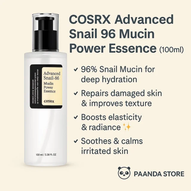 ✨ Deep Hydration with COSRX Advanced Snail 96 Mucin Power Essence (100ml) ✨

✔ 96% Snail Mucin for intense hydration
✔ Repairs damaged skin & improves texture
✔ Boosts elasticity & radiance ✨
✔ Soothes & calms irritated skin
✔ Lightweight essence that absorbs quickly

💛 Available now at Paanda Store 🐼

#COSRX #SnailMucin #HydratingEssence #KBeauty #GlowingSkin #SkincareRoutine #PaandaStore