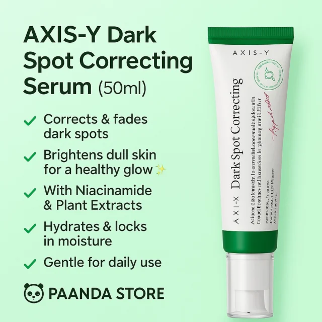 ✨ Bright & Clear Skin with AXIS-Y Dark Spot Correcting Serum (50ml) ✨

✔ Corrects & fades dark spots
✔ Brightens dull skin for a healthy glow ✨
✔ Powered with Niacinamide & Plant Extracts
✔ Hydrates deeply & locks in moisture
✔ Gentle formula for daily use 🌿

💚 Available now at Paanda Store 🐼

#AXISY #DarkSpotCorrectingSerum #Niacinamide #GlowSerum #SkincareRoutine #HealthySkin #PaandaStore