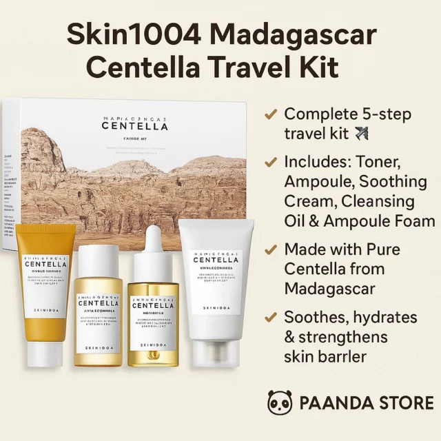 ✨ Discover Radiant Skin with Skin1004 Madagascar Centella Travel Kit ✨

✔ Complete 5-step travel kit ✈️
✔ Includes: Toner, Ampoule, Soothing Cream, Cleansing Oil & Ampoule Foam
✔ Made with Pure Centella from Madagascar
✔ Soothes, hydrates & strengthens skin barrier
✔ Perfect for travel & daily skincare routine 🌿

💛 Available now at Paanda Store 🐼

#Skin1004 #Centella #TravelKit #KBeauty #SkincareRoutine #GlowingSkin #PaandaStore