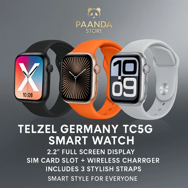 ⌚ Telzel Germany TC5G Smart Watch – Silver Edition
Style meets innovation.
Featuring a stunning 2.2” Full Screen Display, SIM Card Slot, and Wireless Charger, this smartwatch is built for both performance and fashion.
⚡ 2.2" HD Display – Full Screen Experience
🔋 Long Battery Life + Wireless Charging
🎨 Comes with 3 Stylish Straps
📱 Perfect for Men & Women
#PaandaStore #SmartWatch #TelzelGermany #TechStyle #WearableTech #Innovation #SmartLife