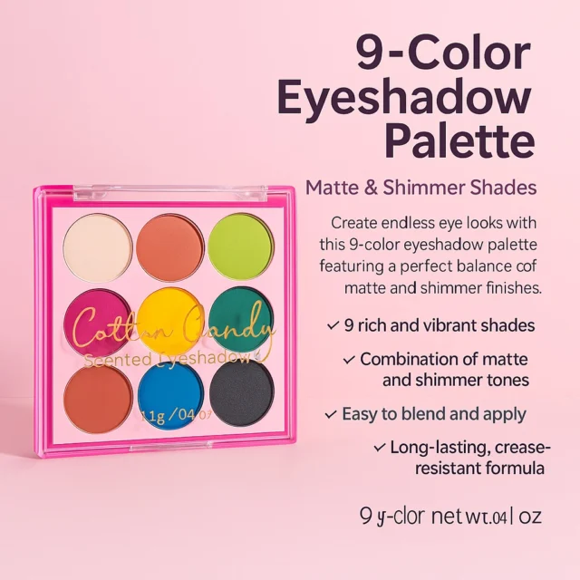✨ Add color and freshness to your look!
This 9-shade eyeshadow palette combines bold, fruity-inspired tones with a smooth, scented texture.
Easy to blend, long-lasting, and perfect for creative makeup styles — from soft glam to vibrant looks. 🍋💄

#PaandaCosmetic #EyeshadowPalette #MakeupAddict #BeautyLovers #ColorfulEyes