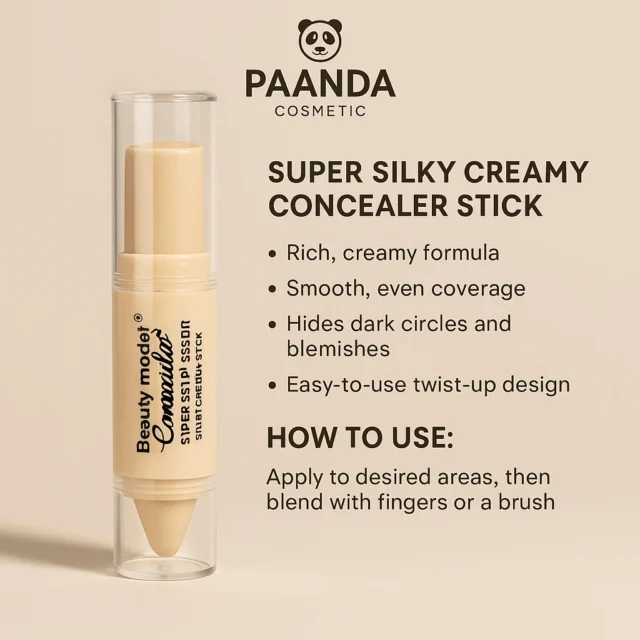 ✨ Achieve a flawless glow with our Creamy Skin Stick ✨
This lightweight formula blends effortlessly to cover imperfections and even out skin tone.
Perfect for daily use, leaving your skin smooth, bright, and naturally radiant.

💫 Silky texture
💫 Easy to apply and blend
💫 Long-lasting coverage

#PaandaCosmetic #ConcealerStick #FlawlessSkin #MakeupEssentials #NaturalGlow